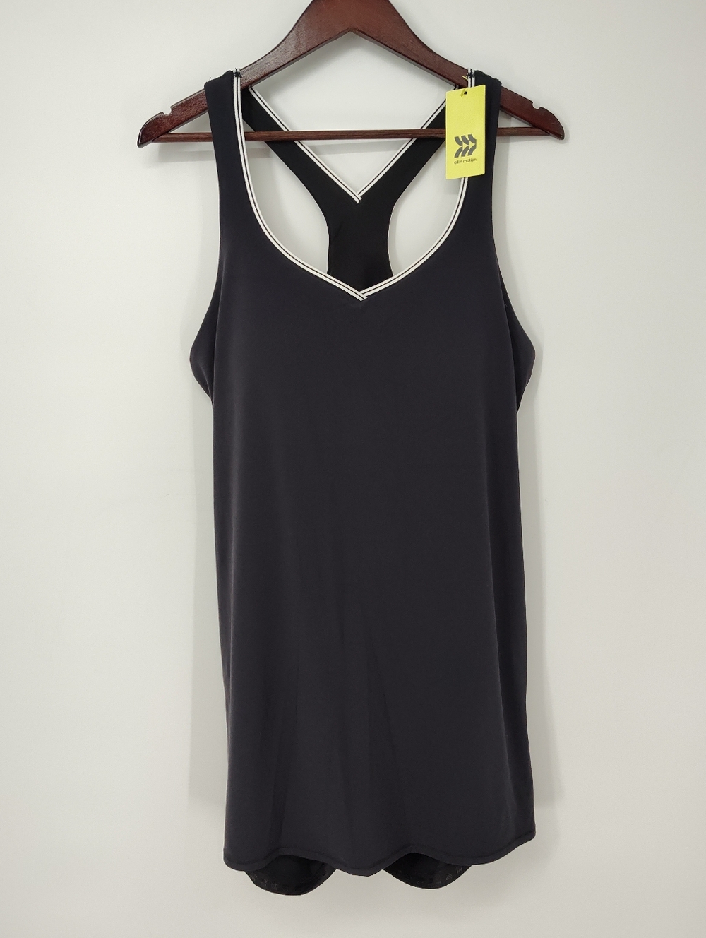 all in motion NWT Black Racerback Active Mini Dress with White Trim Women's XXL
